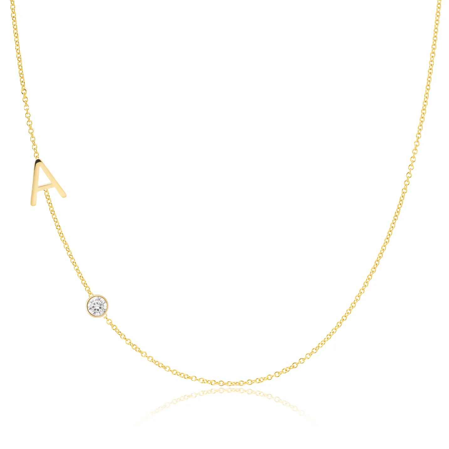 Monogram Necklace with Diamond Yellow Gold | Maya Brenner
