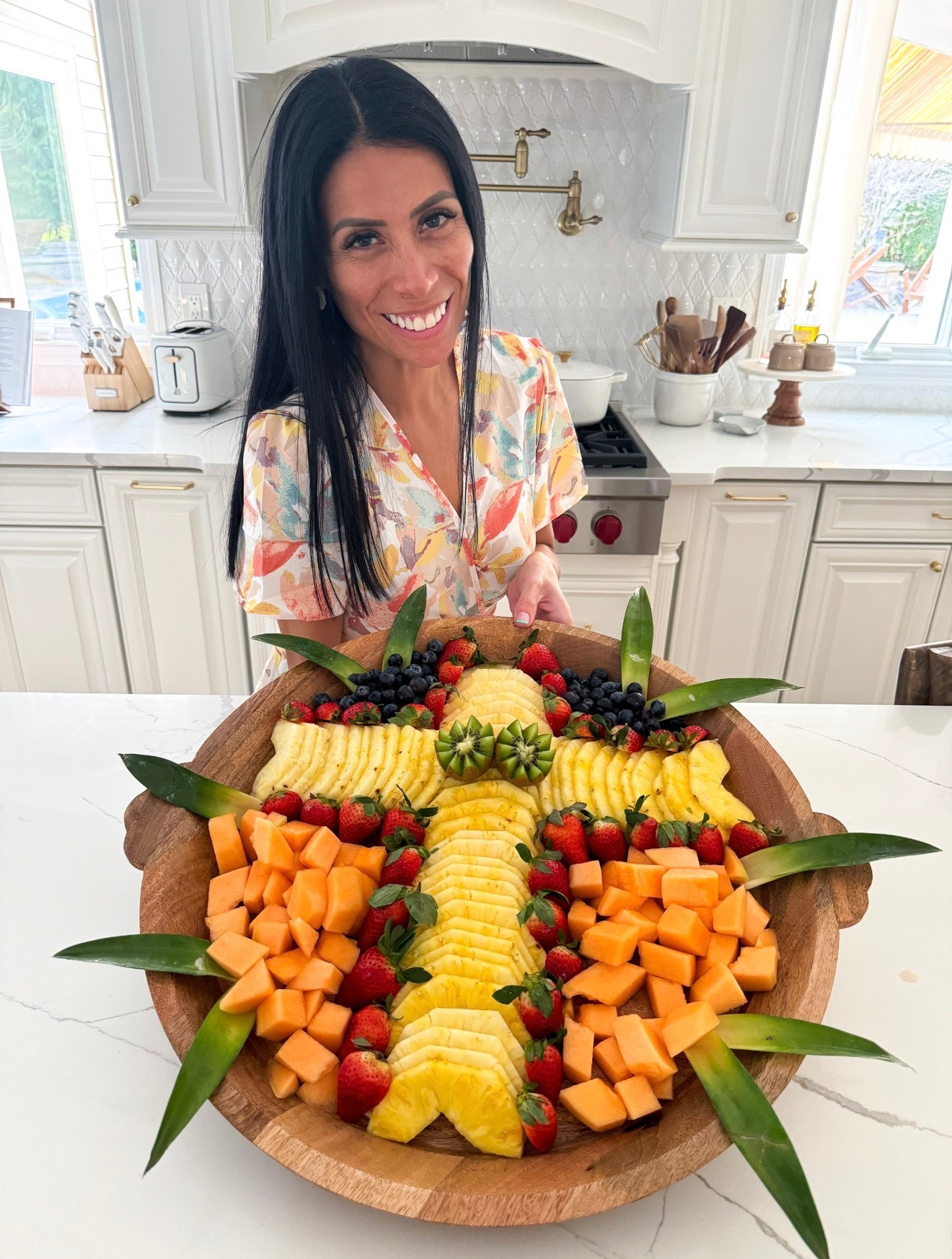 This fruit platter is great for Easter! It will really be a centerpiece! Make sure you check the video on @carla.bushey on IG for the tutorial! Here are my favorite fruit tools including this knife that I have had for over 16 years and it never fails me!
What I used:
• 2 pineapples (the crown of one for the r leaves)
• 1 cantaloupe, 1 pint of blueberries, 1 quart of strawberries, 1 kiwi. You really can use whichever fruit you prefer! 
I cut the crown and bottom of the pineapple, stand it up and cut the sides. Clean any extra skin just trimming down. Cut in half and make a V cut in the middle to take the center. Then slice as you see on the video about 1/2” thick. Wash, cut the rest of your fruits of choices and place them around the cross you formed with the pineapple. For the kiwi: cut top and bottom and give zig zag incisions in the middle. Open in half and place in the middle of the pineapple. Pass the crown of pineapple through hot water from the sink to give it a vibrant color. Add leaves to decorate.



#LTKfoodie #LTKSeasonal #LTKHome