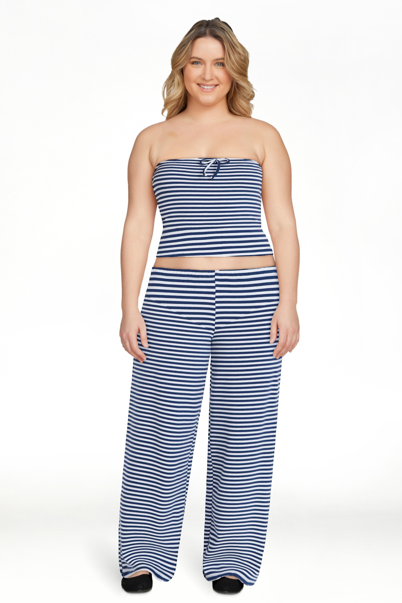 No Boundaries Striped Tube Top and Pants Set, 2-Piece, Women's XXS-XXL | Walmart (US)