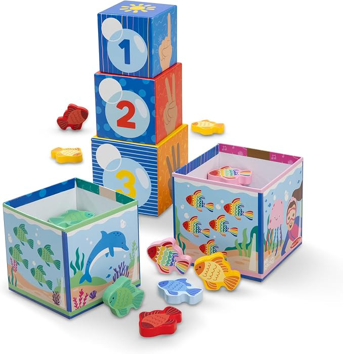 Melissa & Doug® Ms. Rachel™ Sort and Count Nesting and Stacking Blocks with Wooden Fish Presch... | Amazon (US)