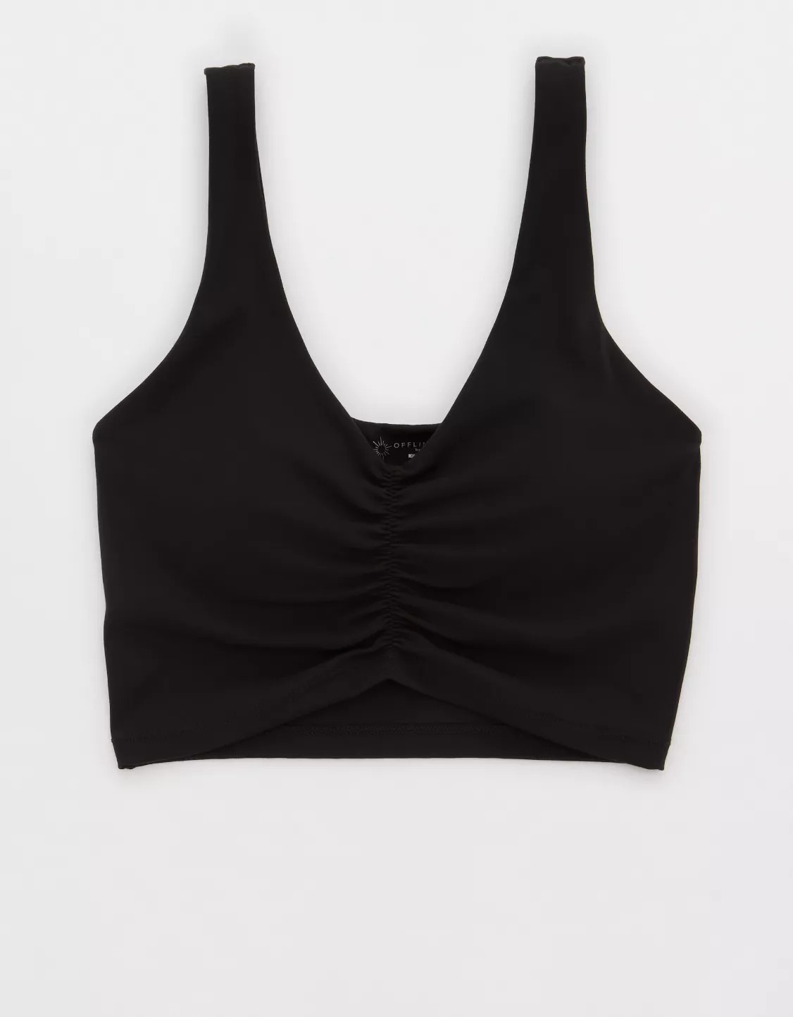 OFFLINE By Aerie Real Me Low Key Ruched Longline Sports Bra | American Eagle Outfitters (US & CA)
