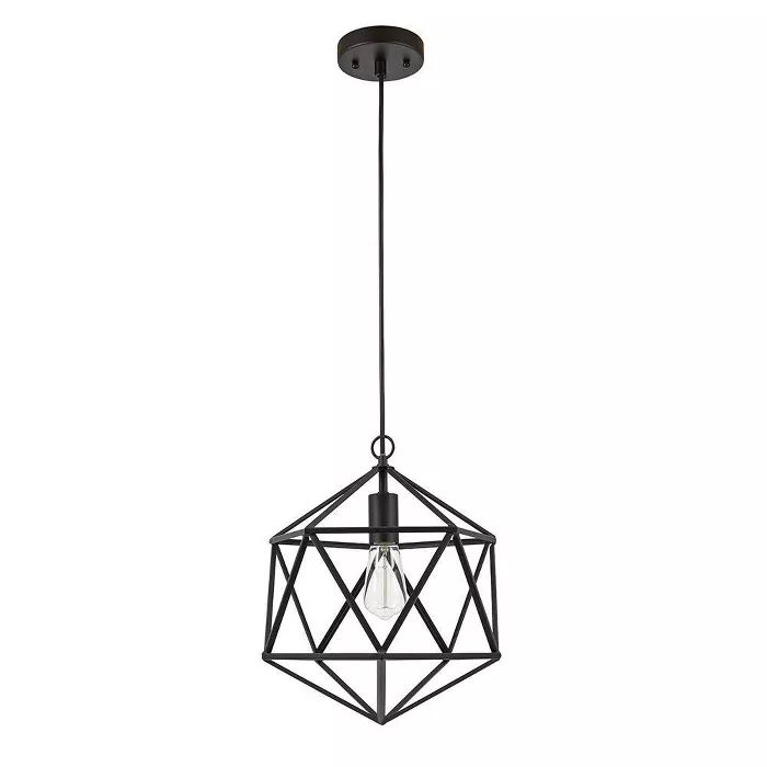 12.5" Metal Geometric Open Cage Mini Pendant Black - Cresswell Lighting | Target