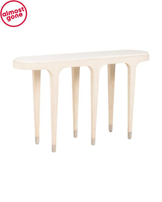 31.5x54x14 Juno Raffia Grasscloth Beach Console Table | TJ Maxx