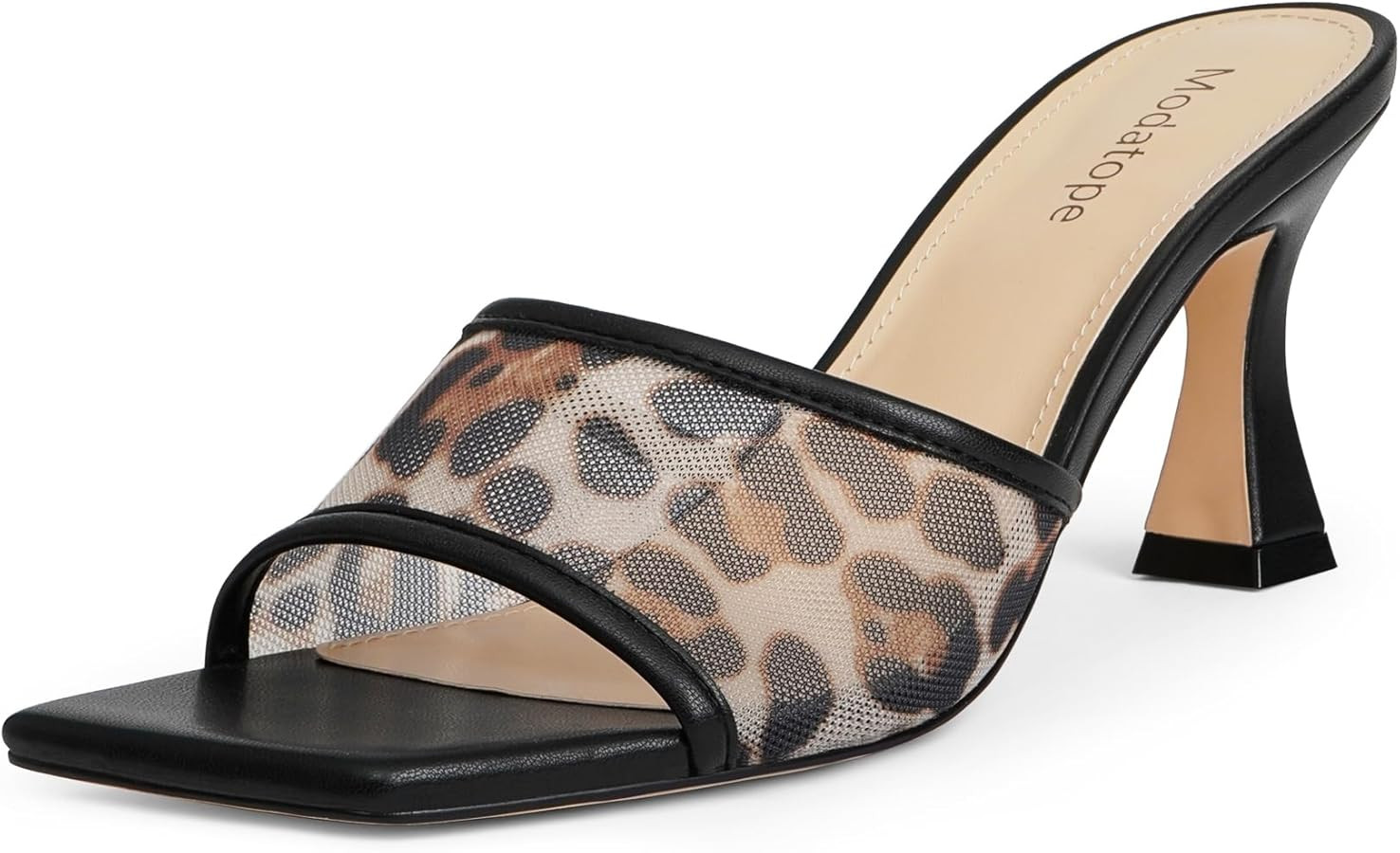 Modatope Womens Heeled Sandals Open Square Toe Heels Chunky Block Heel Slip On Sandals for Women | Amazon (US)