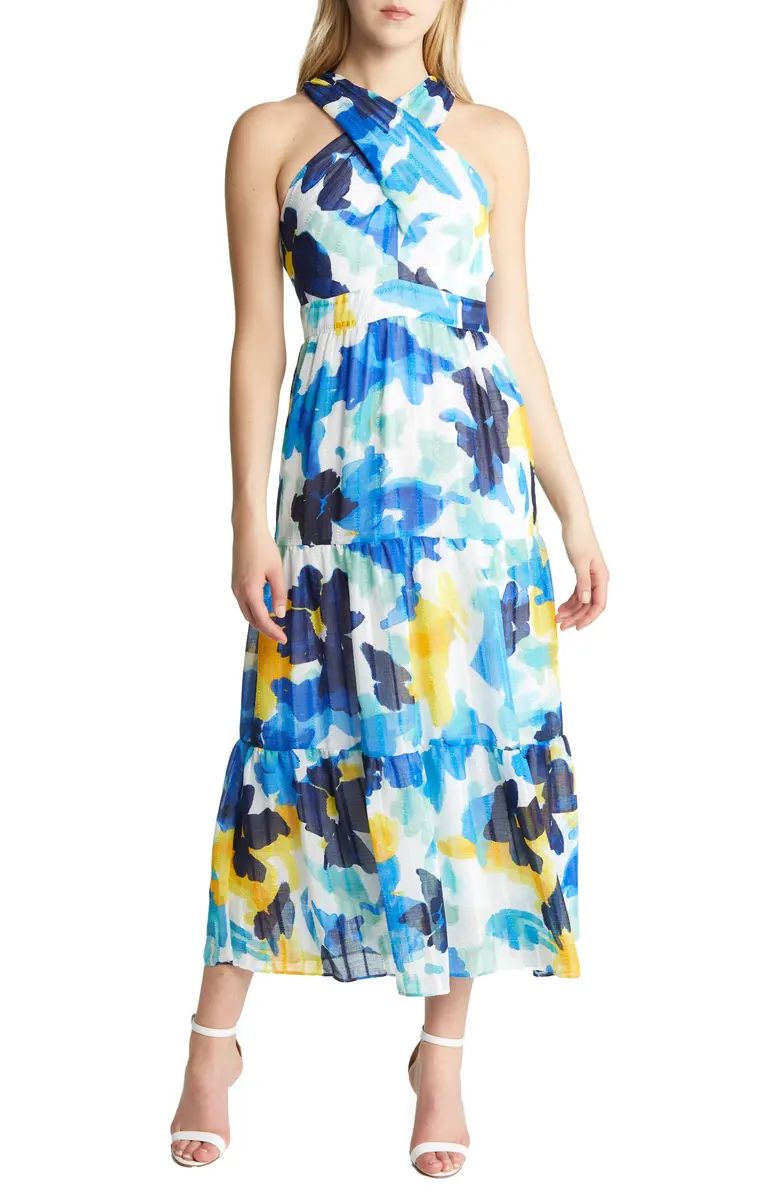 Maggy London Abstract Floral Halter Neck Maxi Dress | Nordstrom | Nordstrom