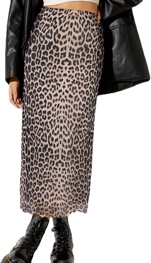 Avanova Women's Ditsy Floral High Waisted Skirts Lettuce Trim Summer Fall Boho Midi Skirt | Amazon (US)