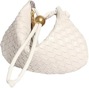 Women Woven Vegan Leather Hobo Bag Soft Underarm Bag Shoulder Bag Solid Color Dumpling Purse | Amazon (US)
