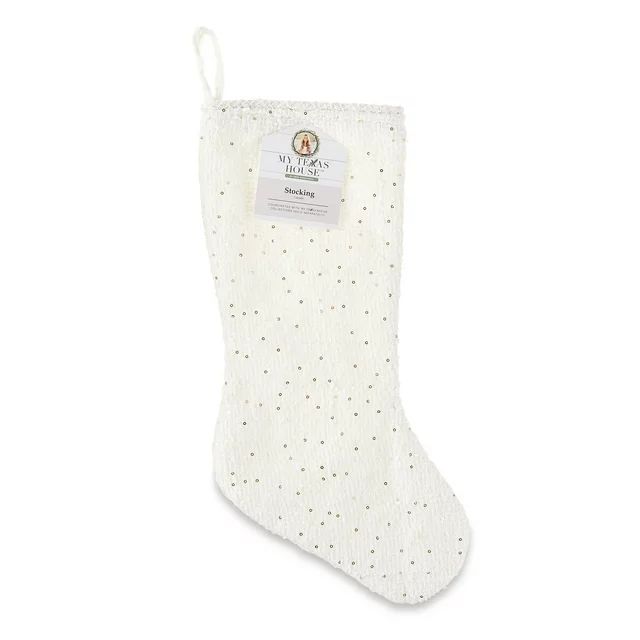 My Texas House, White Sequined Christmas Stocking Decoration, 20 inch | Walmart (US)