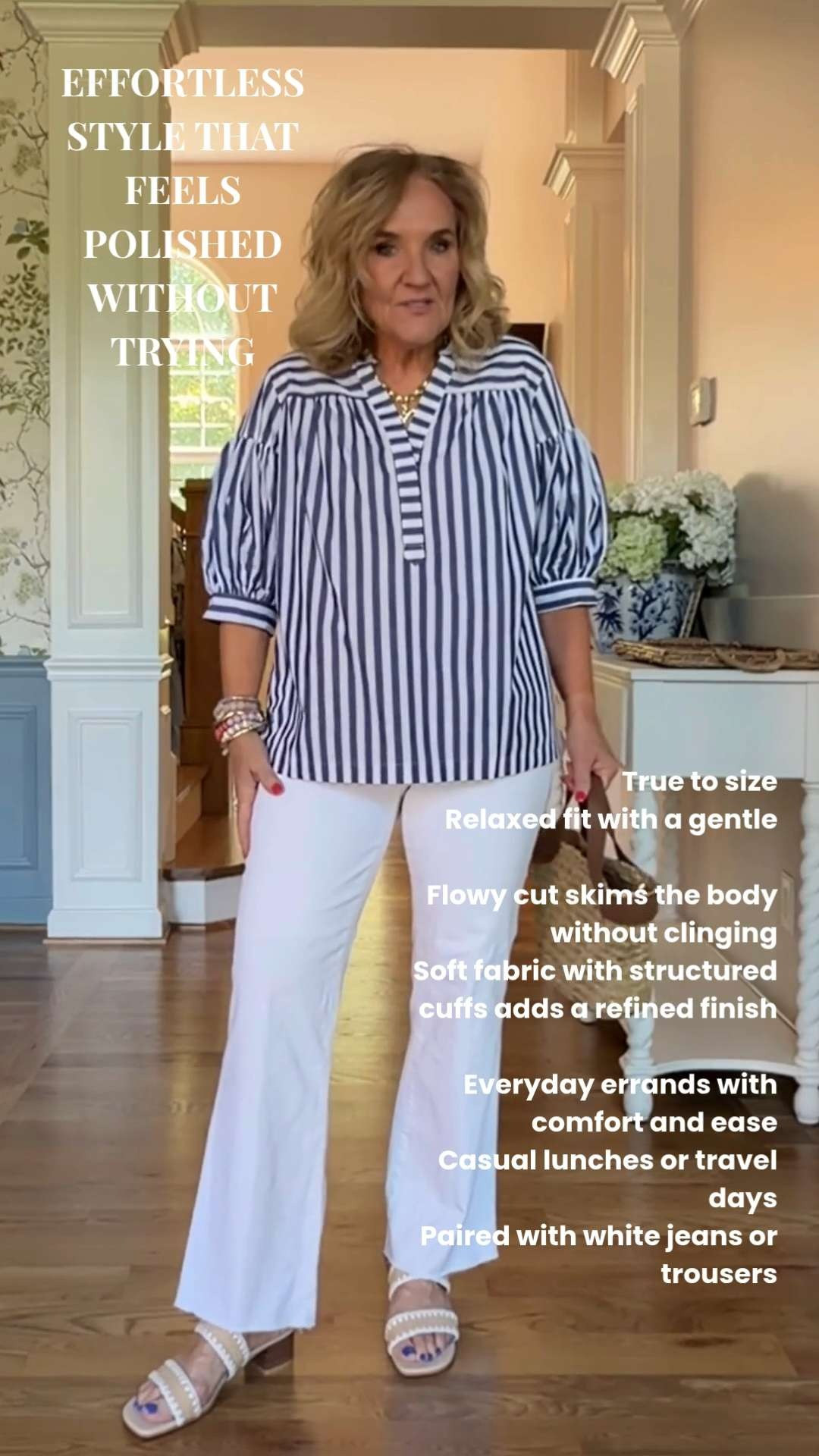 Tap the bell 🔔, heart ❤️ this post, and save for later!

Want to look pulled together without overthinking it? This is the kind of top you’ll reach for again and again.

It drapes beautifully without clinging, gives you shape without feeling tight, and the fabric feels light but still polished. The sleeves add just enough structure to elevate the whole look.

Wearing a medium and it fits true to size with a relaxed, easy silhouette.

Perfect with white jeans, trousers, or even dressed down with denim for everyday wear.

Easy, flattering, and something you’ll actually use, grab it while it’s available. 🫶🏻 

 #LTKootd #LTKSeasonal #LTKOver40