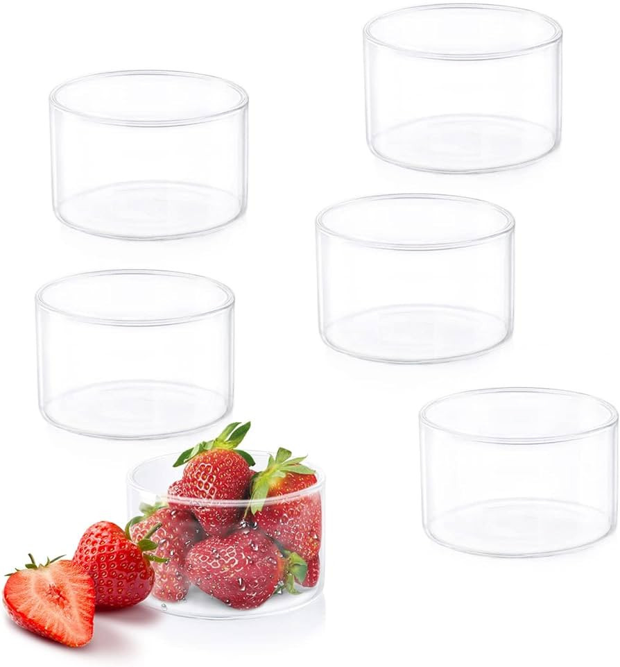 Borosil Small Glass Bowl for Dessert, 3.5 Oz, Set of 6, Mini Ramekins for Baking, Lightweight Bor... | Amazon (US)