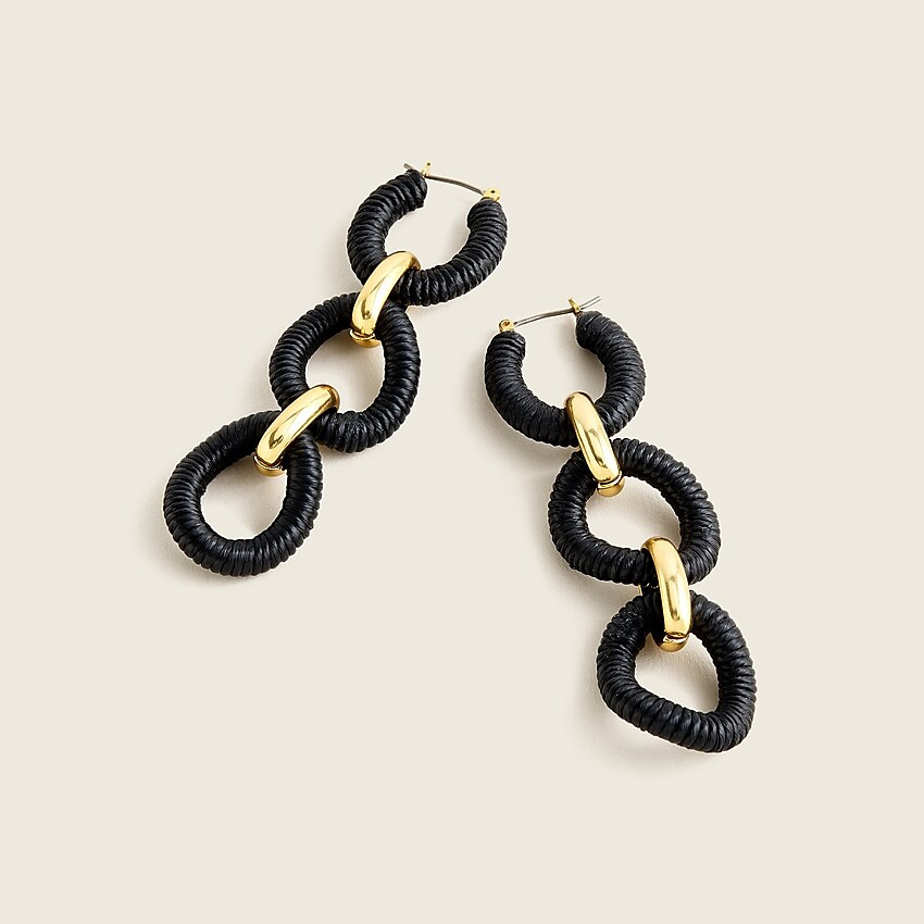 Cotton raffia-wrapped chain earrings | J. Crew US