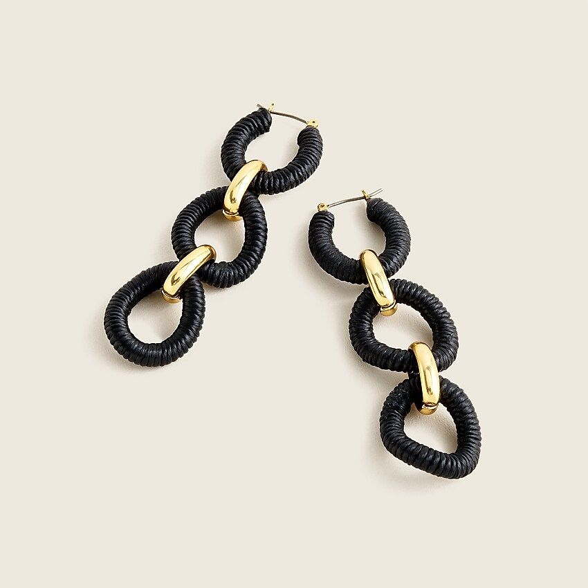 Cotton raffia-wrapped chain earrings | J.Crew US