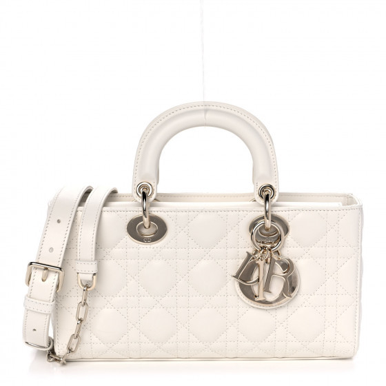 CHRISTIAN DIOR Calfskin Cannage Diamond Lady D-Joy White | FASHIONPHILE (US)