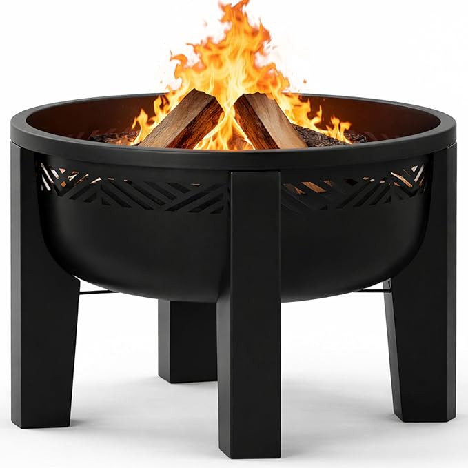 Fire Chief Wood Burning Fire Pit with Tabletop Lid – Modern Outdoor Metal Fire Pit for Patio & ... | Amazon (US)