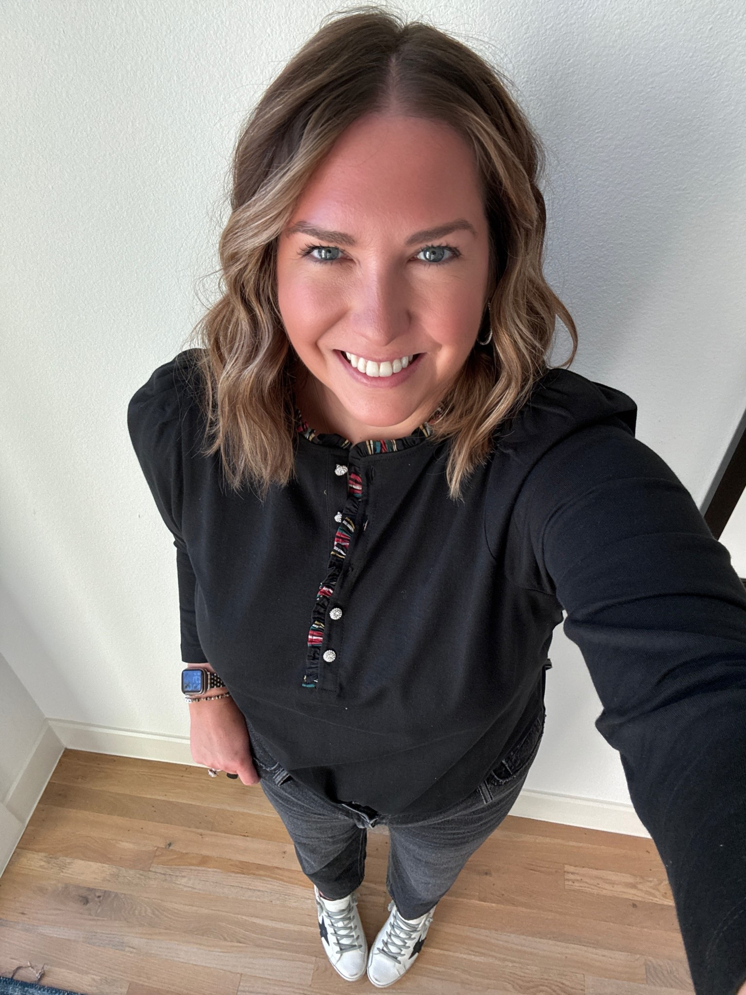 First holiday event of the season! We went to the Southlake Tree Lighting last night and this shirt is the perfect holiday top without feeling like too much. The plaid and sparkle add a little extra but it’s still very easy to wear. Paired it with jeans and sneakers for a night out  

#LTKHoliday #LTKMidsize #LTKFindsUnder50