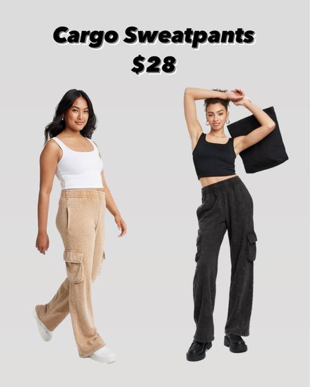 New cargo sweatpants $28. Comes in 2 color options 🖤