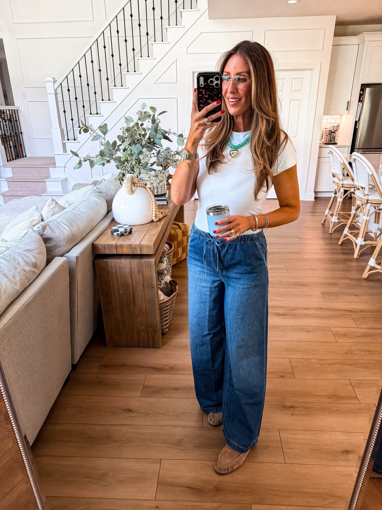 Current everyday uniform 🤍Simple tee, relaxed denim, and my go to mules… easy, comfortable, and still feels pulled together for whatever the day brings

casual outfit, everyday style, denim outfit, neutral look, comfy chic, themominstyle 

#LTKSeasonal #LTKootd #LTKOver40