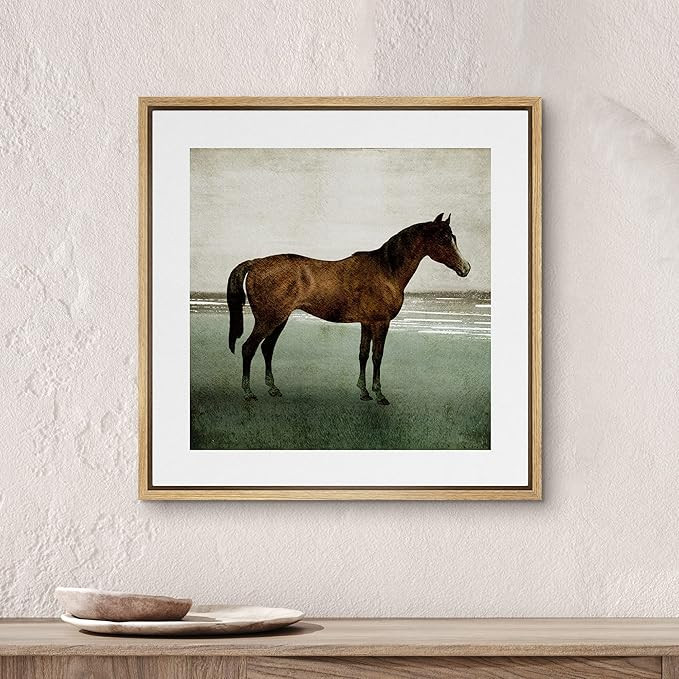 SIGNWIN Framed Canvas Print Wall Art Vintage Farmer's Horse Minimalist Landscape Nature Wildernes... | Amazon (US)
