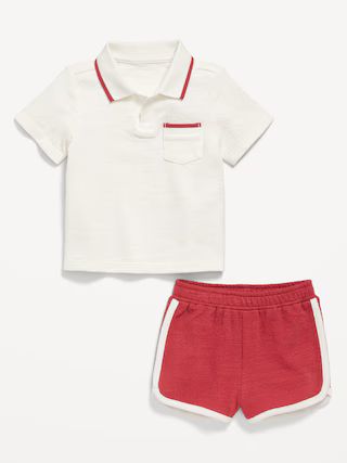 Textured-Knit Collared Pocket Shirt and Shorts Set for Baby | Old Navy (US)