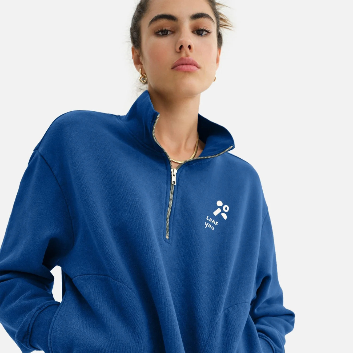 Organic Fleece Graphic Quarter Zip Sweatshirt | MATE The Label