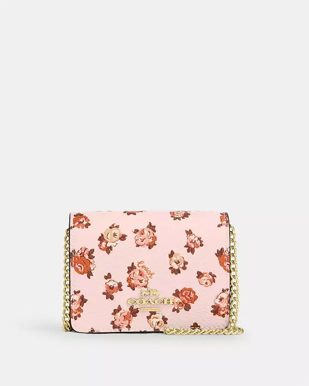 Mini Wallet On A Chain With Rosette Print | Coach Outlet US