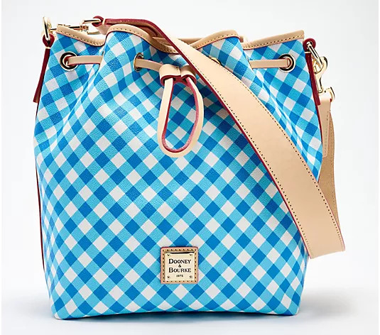Make Your Selection: Dooney & Bourke Coated Cotton Gingham Drawstring | QVC