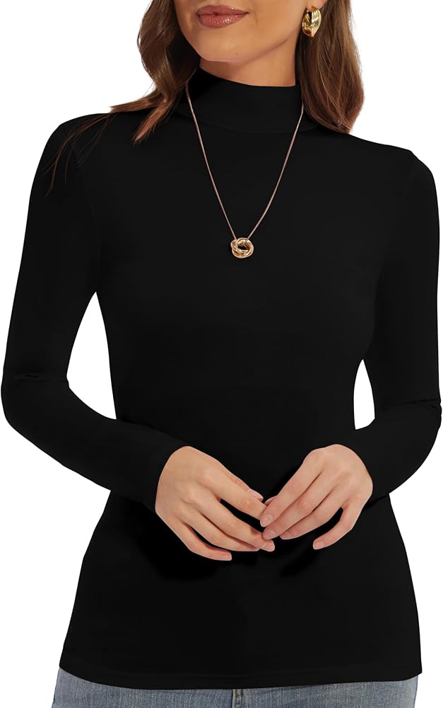 Zephyrine Womens Long Sleeve Mock Turtleneck Lightweight Shirts Slim Fitted Base Layer Undershirt | Amazon (US)