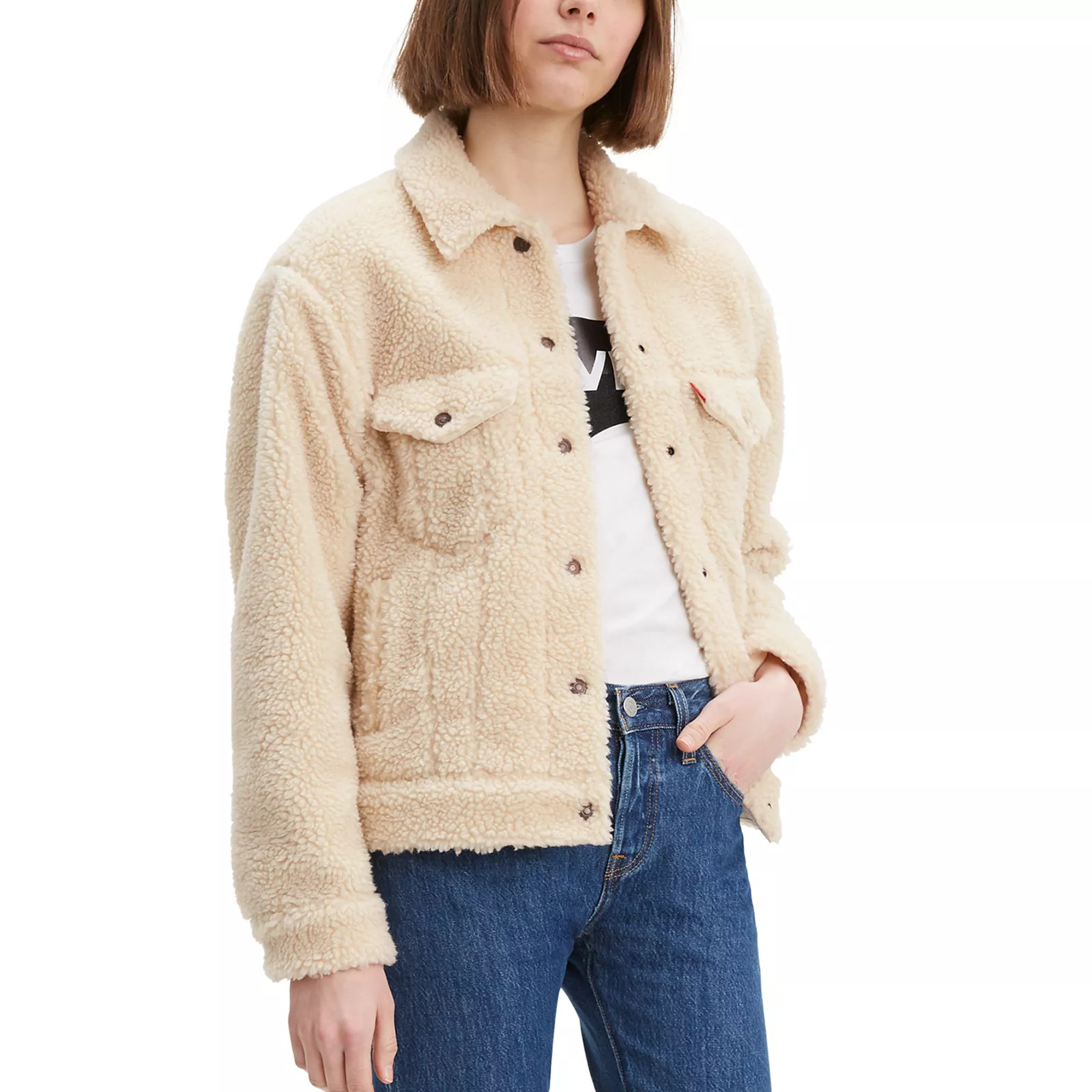 Women's Levi's Ex-Boyfriend Sherpa Trucker Jacket, Size: XL, White | Kohl's