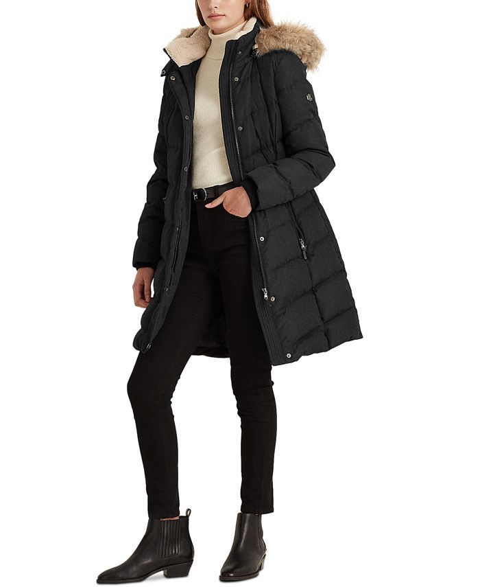 Lauren Ralph Lauren Faux-Fur-Trim Hooded Down Puffer Coat, Created for Macy's & Reviews - Coats &... | Macys (US)