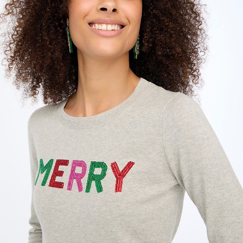 "Merry" sequin Teddie sweater | J.Crew Factory