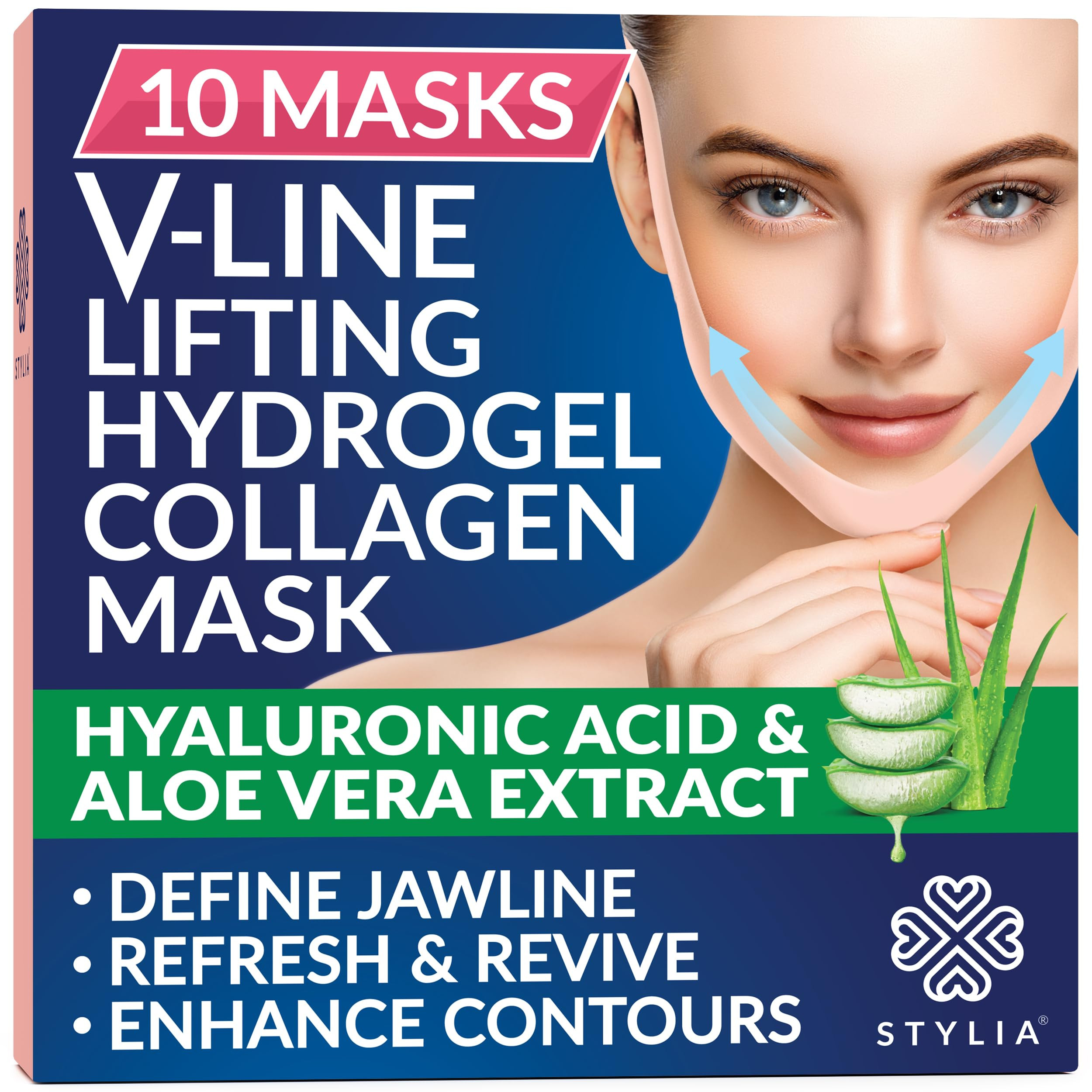 Stylia V-Line Lifting Collagen Face Mask with Hyaluronic Acid & Aloe Vera - Spa Quality Chin Stra... | Amazon (US)