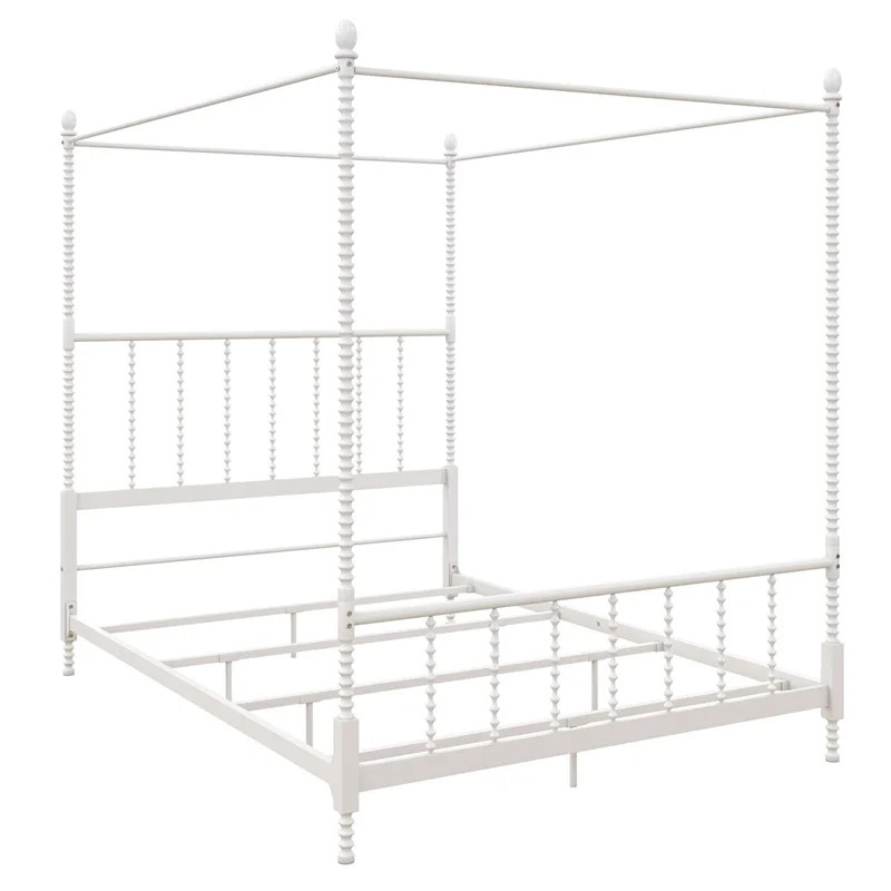 DHP Emerson Metal Canopy Bed in Full Size Frame in White - Walmart.com | Walmart (US)
