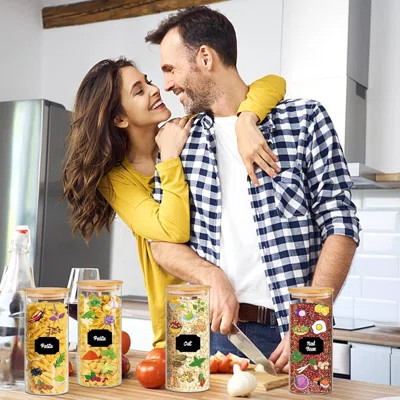 Glass Jars With Bamboo Lids For Kitchen, 32 Oz 8 Pcs Airtight Pantry Storage Containers For Rice, Candy, Sugar, Flour, Nuts, Cookie, Coffee Bean | Wayfair North America