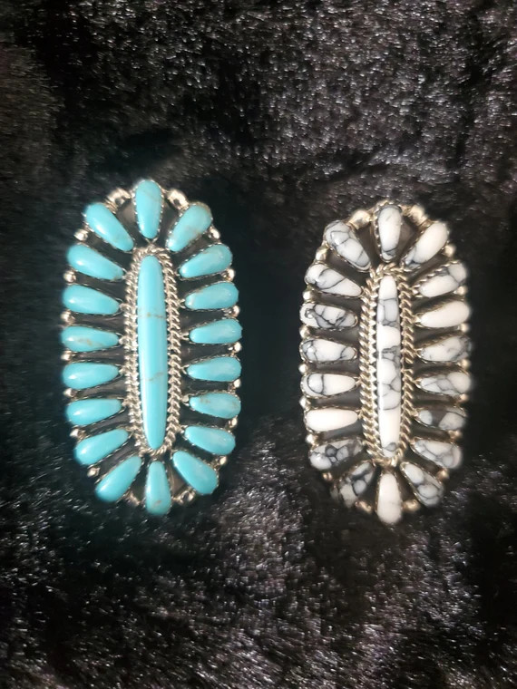Zuni Ring / Turquoise Cluster Ring / White Buffalo Turquoise - Etsy | Etsy (US)