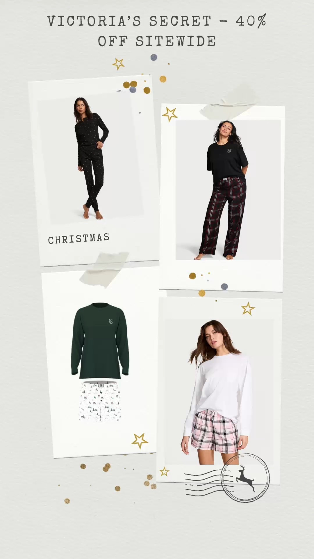 Victoria’s Secret Sale - 40% off today! Linked below are some of my favorite sleep and lounge sets from VS.

I try to get the Christmas Pajama’s each year in my favorite prints and wear them year round. They are so comfy to lounge in! I linked a few of my favorite prints. 

I love the jogger style, the wide leg, and the shorts sets. 

These are all midsize friendly.

Christmas Gift Ideas | Gift Guides | Sales | Cyber Week | Online Sales | Pajamas | Lounge Sleep Sets | VS and VS PINK | Sale Alert |  

#LTKHoliday #LTKGiftGuide #LTKSaleAlert