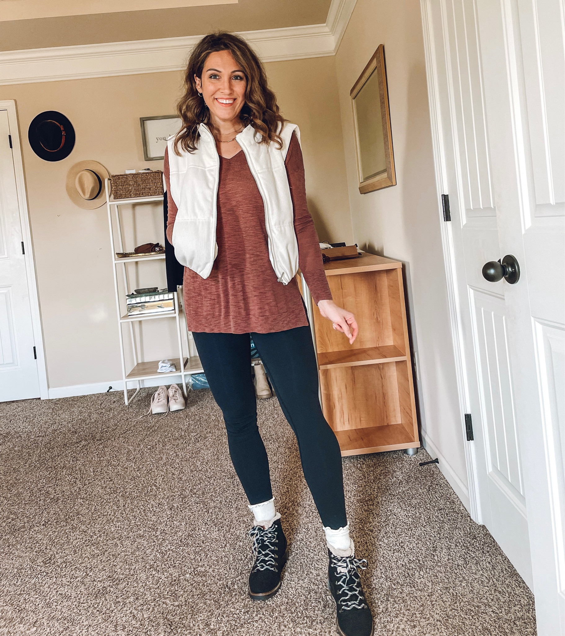 Day One of my Nuuly order - this Anthropologie puffer vest is going to get SO MUCH wear time 😍 The boots are from last year but I linked a similar pair by same brand (SO COMFY!) - they fit TTS. Sized up in tunic to Medium for oversized fit- comes in lots of colors!  Fall Outfit | Puffer Vest| Leggings Outfit | Elevated Casual Style | Fall Layers | Boots 

#LTKfindsunder50 #LTKshoecrush #LTKSeasonal