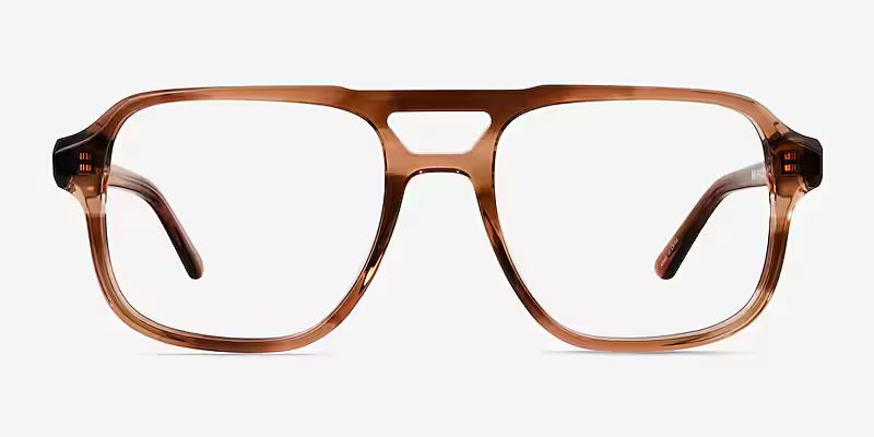 Clay Aviator Crystal Brown Full Rim Eyeglasses | Eyebuydirect | EyeBuyDirect.com