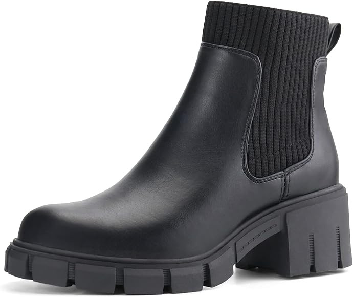 JABASIC Womens Chunky Ankle Boots Slip on Chelsea Boots Elastic Booties | Amazon (US)