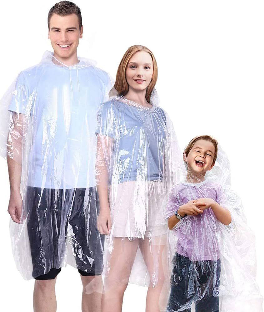GINMIC Ponchos Family Pack Clear - 10 Pack Rain Ponchos for Kids and Adults, Clear Ponchos with H... | Amazon (US)