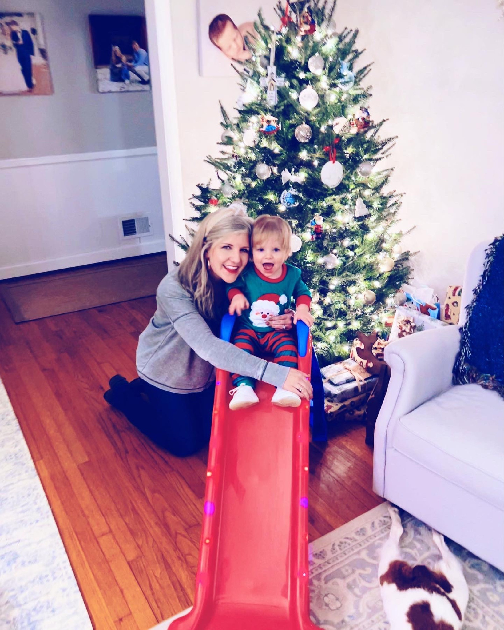 Slidin’ into Christmas with our cutie Santa baby!! 🛝👼🏼🎅🏽♥️🎁🫶🏽✨🦌 #thesearethedays #babysfirstslide #earlychristmasgift #fromthegrandparents #christmasjoy 

#LTKSeasonal #LTKHoliday #LTKbaby