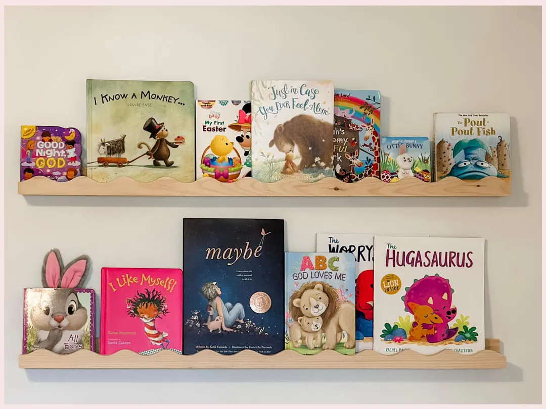 Scalloped Nursery Bookshelf | Bookshelf | Solid Wood Floating Shelf | for a children's room | Etsy (US)