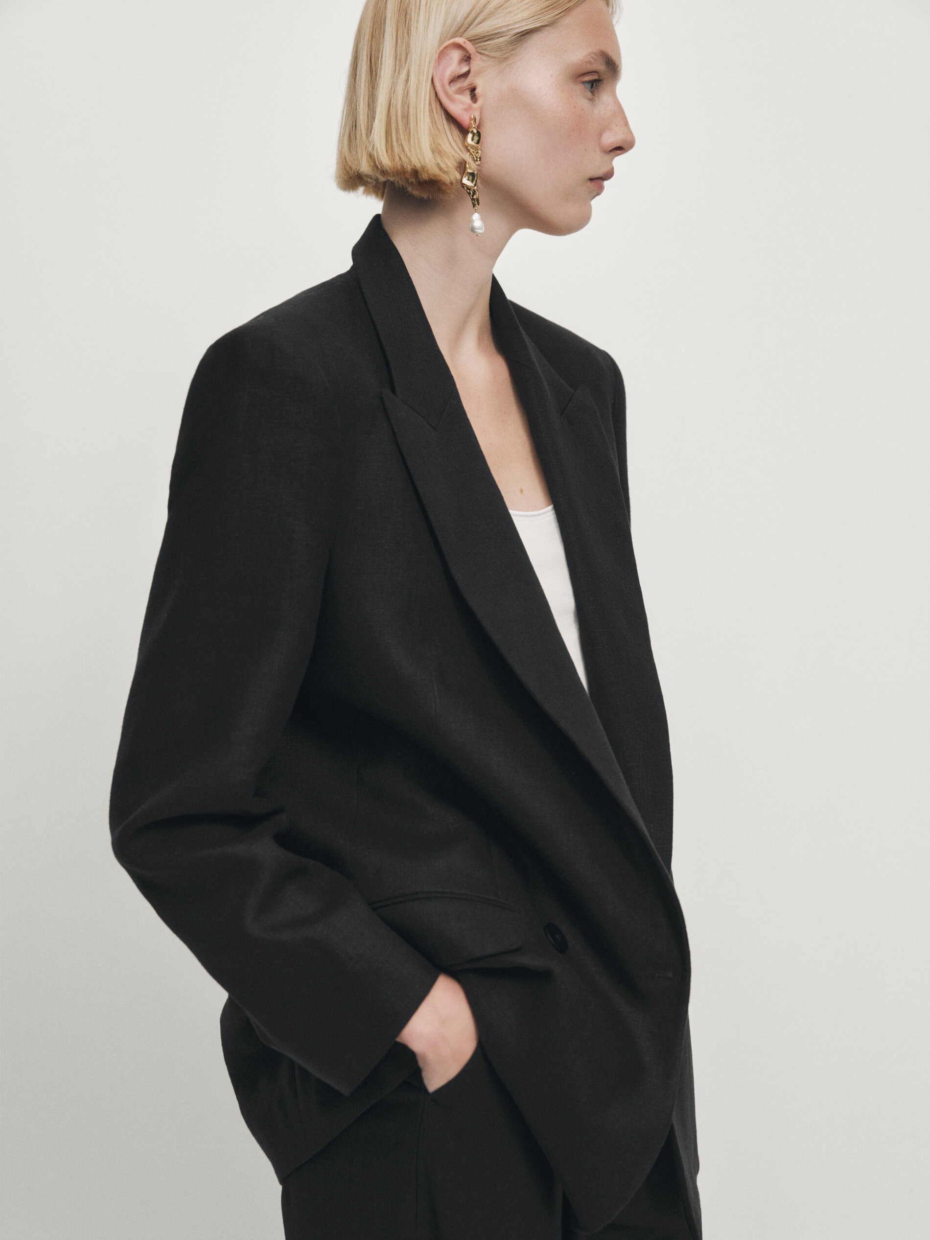 100% linen blazer - Studio | Massimo Dutti UK