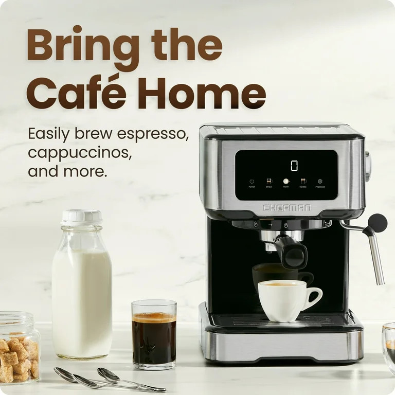 Chefman CraftBrew Espresso Machine w/ Steam Wand and Touch Controls – Stainless Steel, New | Walmart (US)