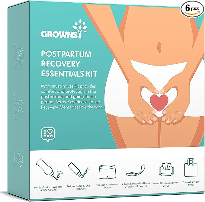 Grownsy Postpartum Essentials Recovery Kit for Labor & Delivery | Postpartum Kit for Women | Incl... | Amazon (US)