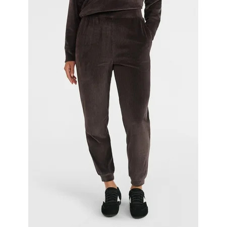 Avia Women's Ribbed Velour Jogger Pants, Sizes XS-XXXL | Walmart (US)