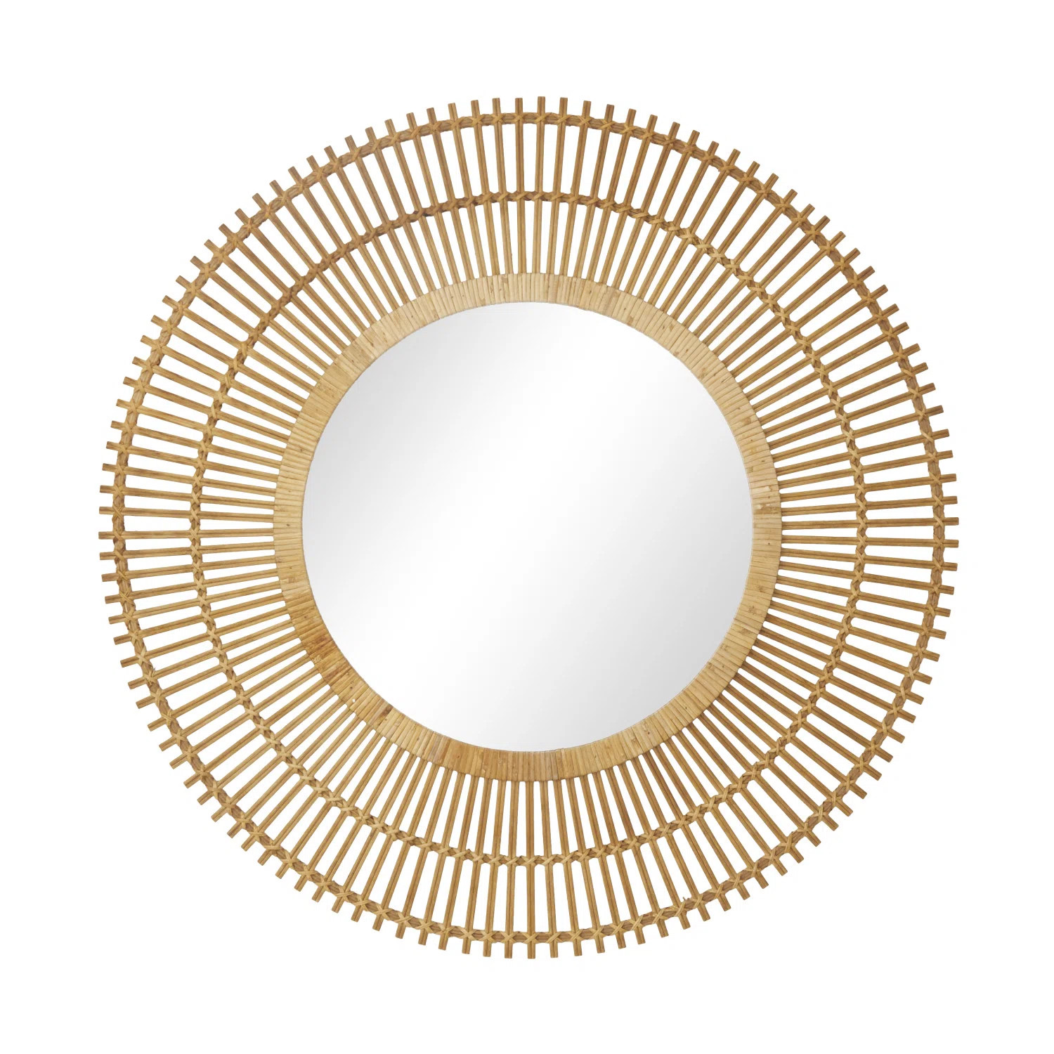 Bamboo Wood Handmade Wrapped Starburst Room Wall Mirror | Wayfair North America