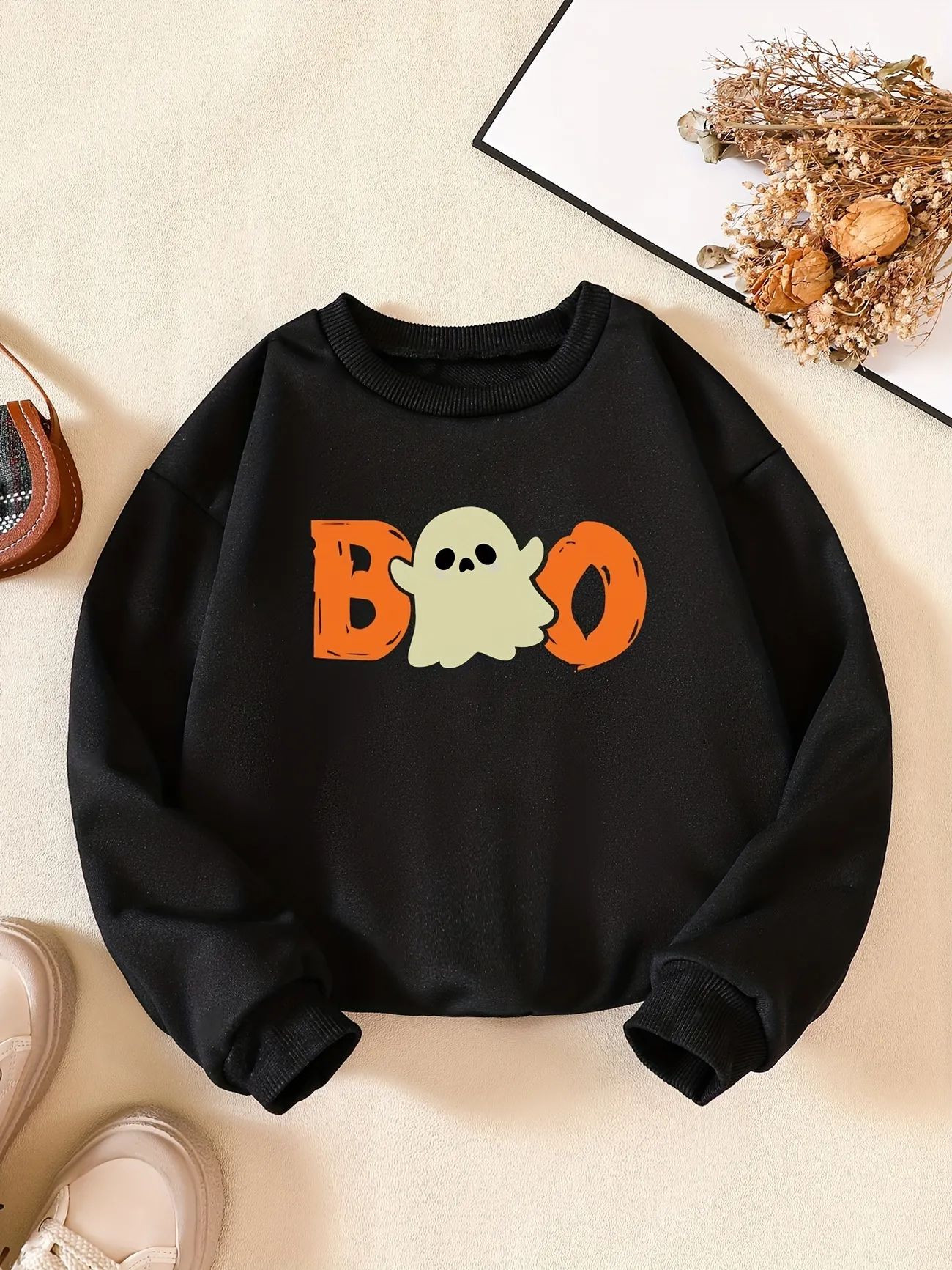 Girls' Fun Little Ghost Print Fashion Crew Neck Sweatshirt Long Sleeve Pullovers For Casual Party... | Temu Affiliate Program