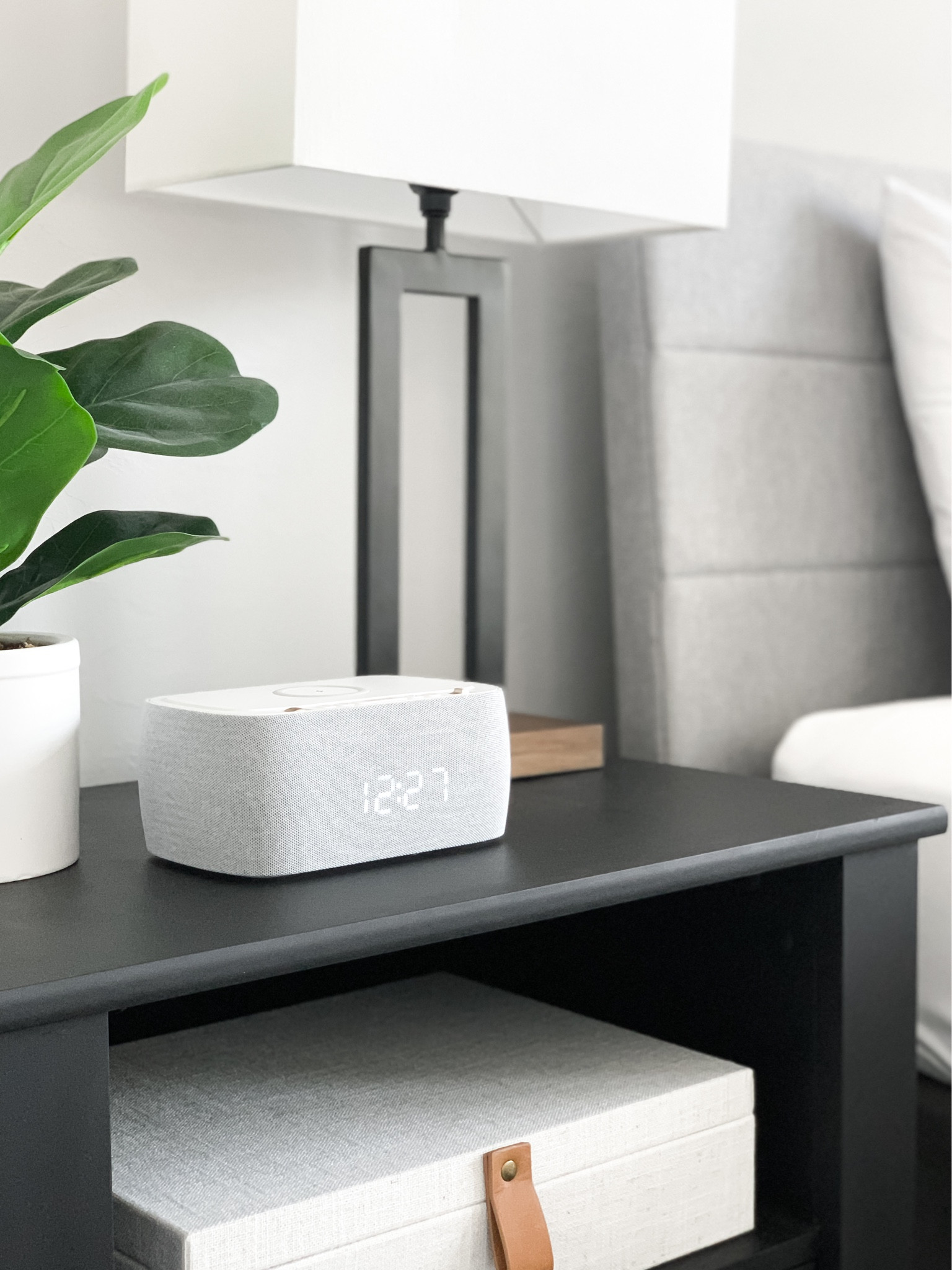 We love this new addition to our guest bedroom so much that my husband wants this stylish alarm clock/wireless charger for our bedroom as well! It eliminates so many cords!!! And it’s a Bluetooth speaker too!

Home decor, bedroom decor, nightstand decor, alarm clock, faux plant, nightstand lamp, upholstered headboard, neutral bedroom, modern bedroom, Mother’s Day gift idea, gifts for her

#LTKGiftGuide #LTKhome #LTKstyletip