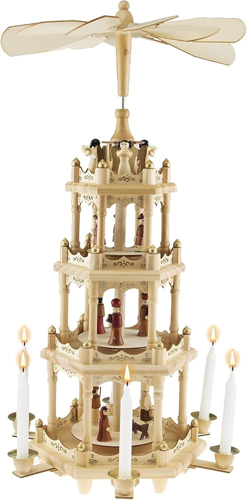 Clever Creations Beige Four Tier Carousel 22 Inch Traditional Wooden Christmas Pyramid Decoration... | Amazon (US)
