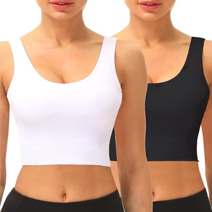 SIMIYA Women Seamless Sports Bra 2 Pack Wireless Compression Bra Without Pading Comfort Yoga Crop... | Amazon (UK)